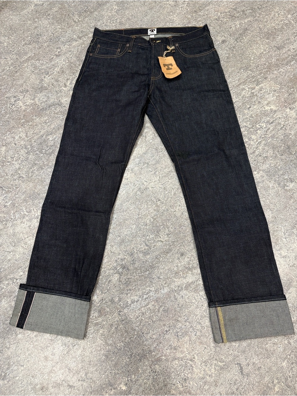 Tellason 100% Cotton Selvedge Denim Slim Straight White Oak Cone Denim Sz 34